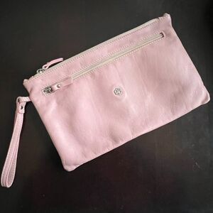 Valentina Genuine Leather Made In Italy Pink Clutch Wristlet Purse